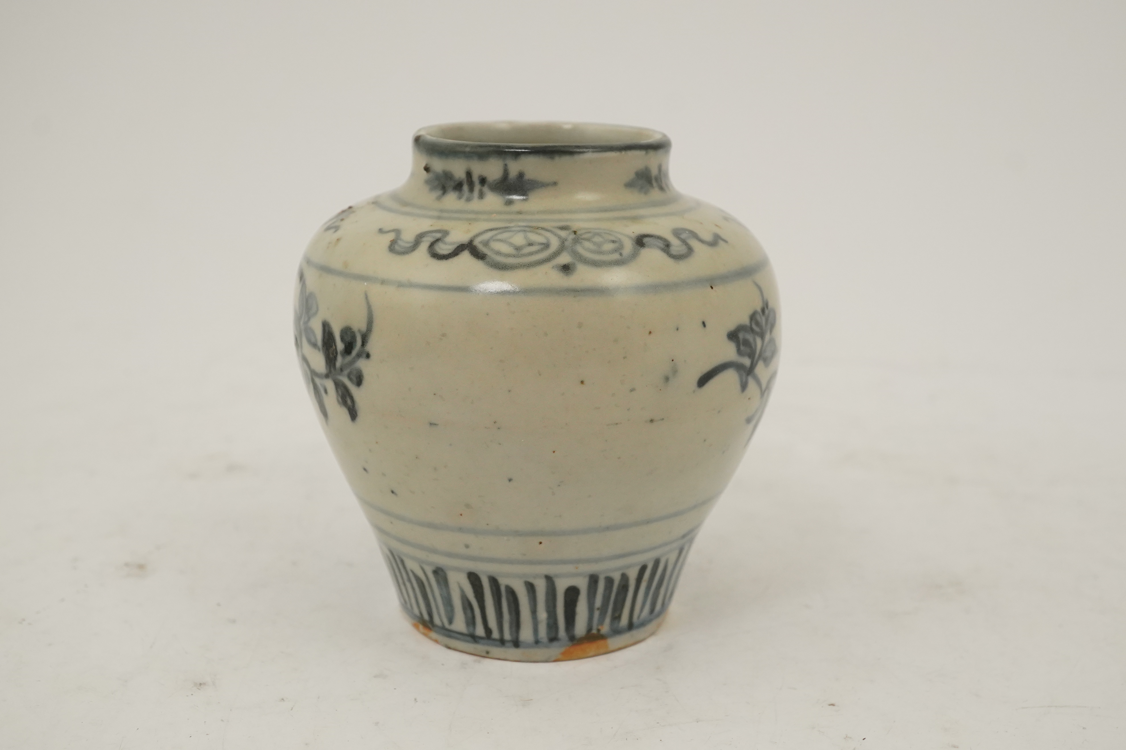 A Chinese blue and white shipwreck small jar, early Ming dynasty